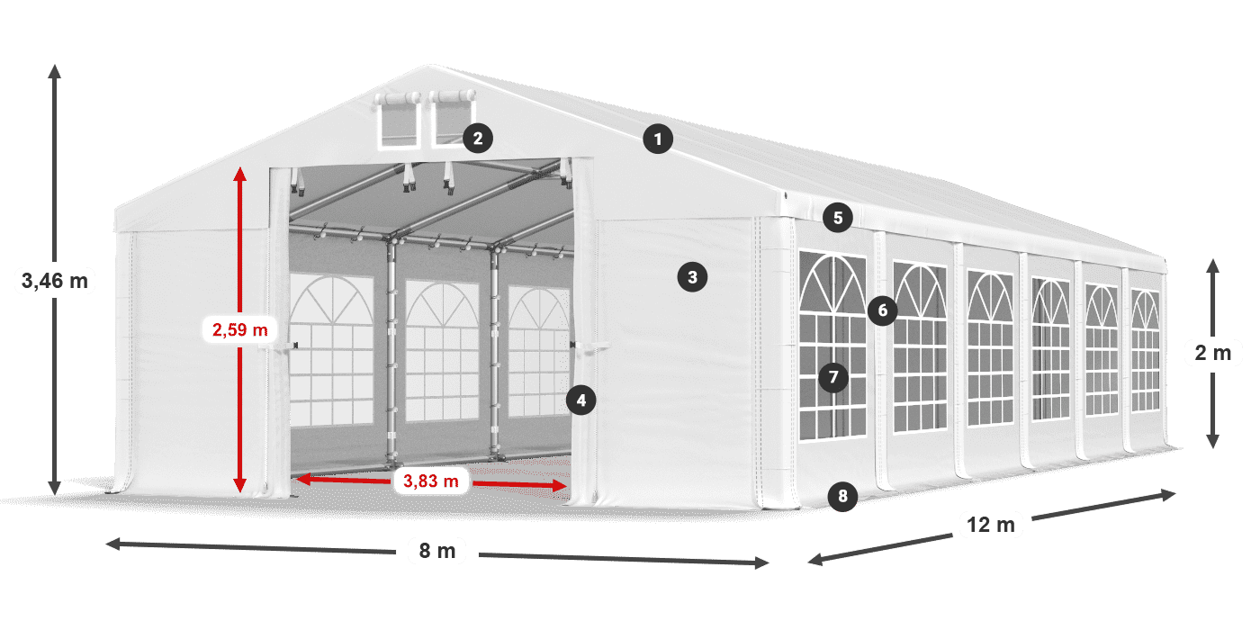 Acoperiș: FR 620 PVC Pereţi: SD 500 PVC 2m legenda