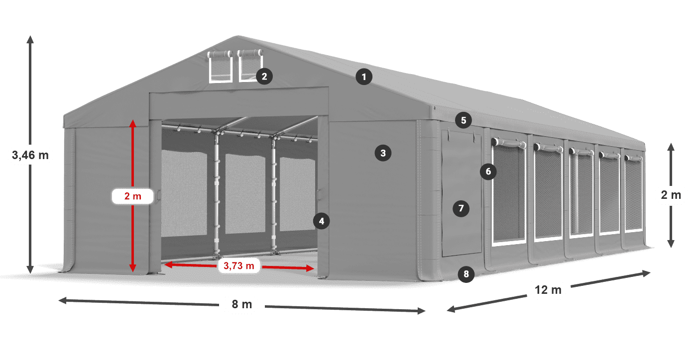 Acoperiș: FR 620 PVC Pereţi: SD 500 PVC 2m legenda