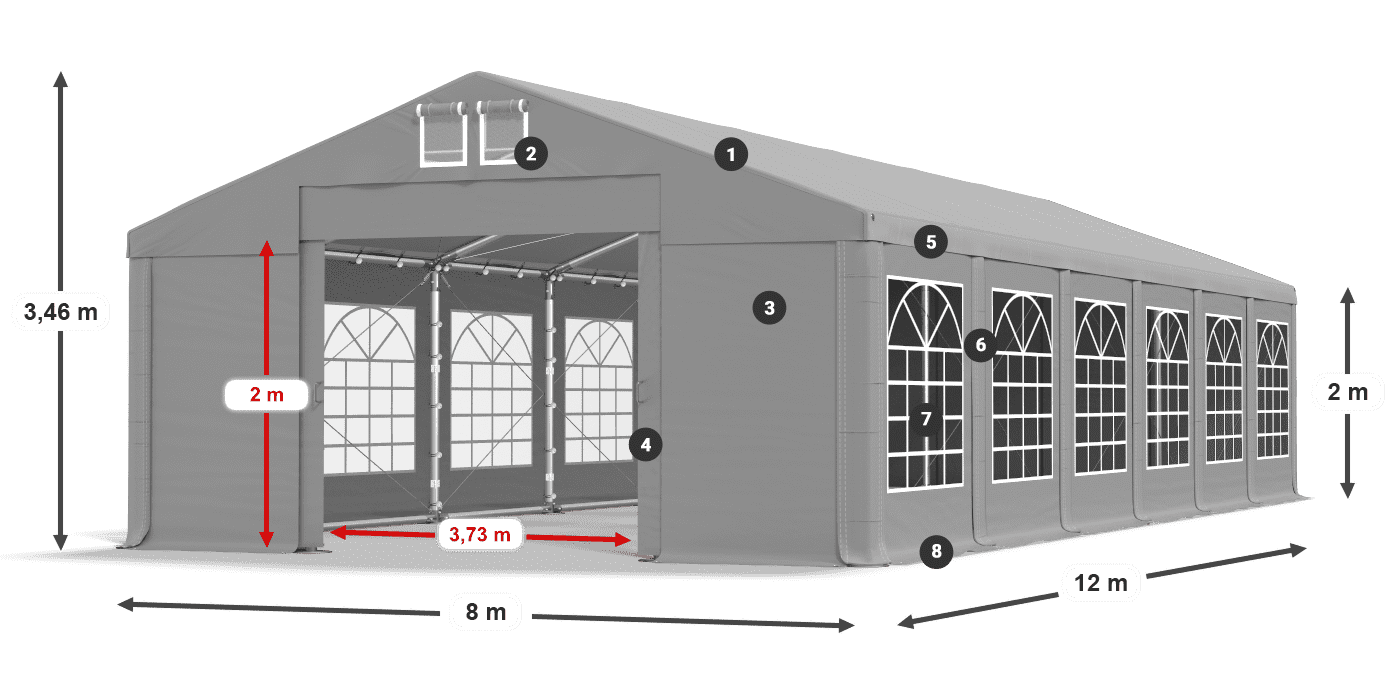Acoperiș: FR 620 PVC Pereţi: SD 500 PVC 2m legenda