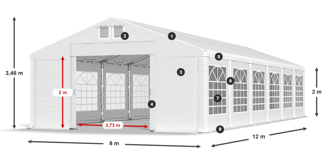 Acoperiș: SD 560 PVC Pereţi: FR 620 PVC legenda 2m