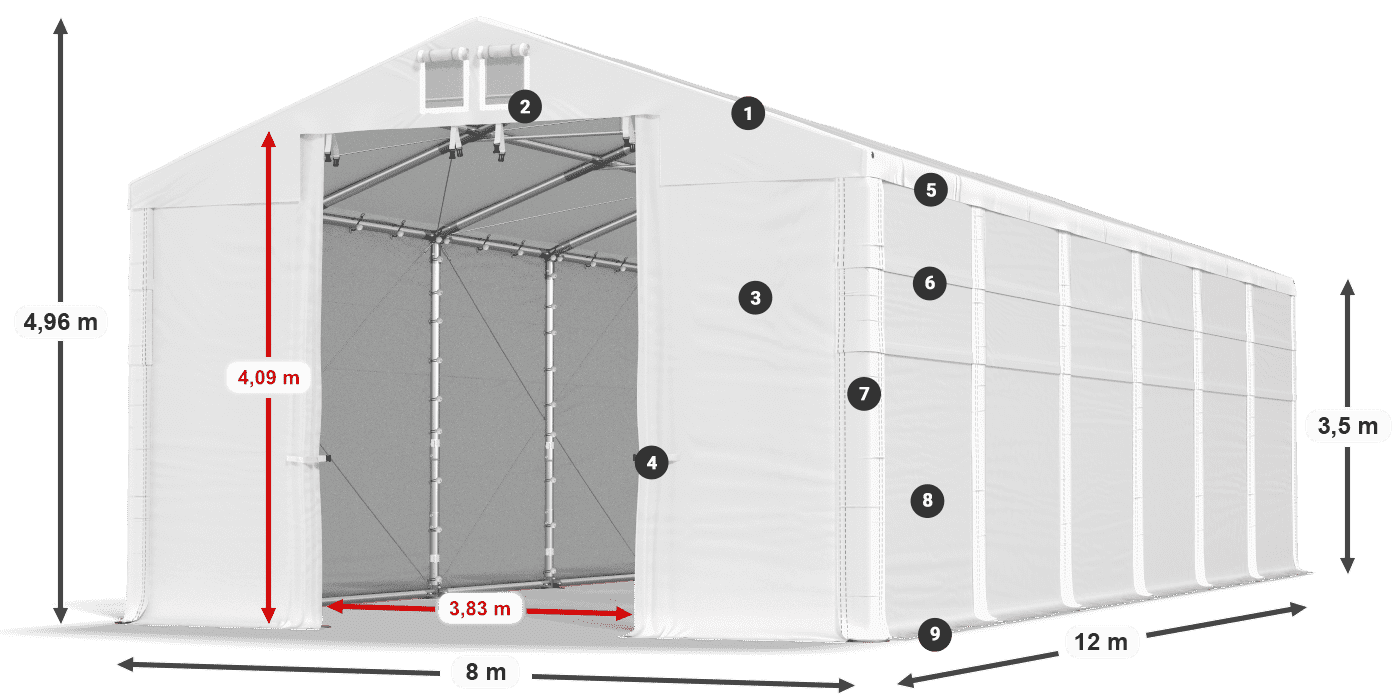 Acoperiș: SD 560 PVC Pereţi: MS 580 PVC legenda 3.5m