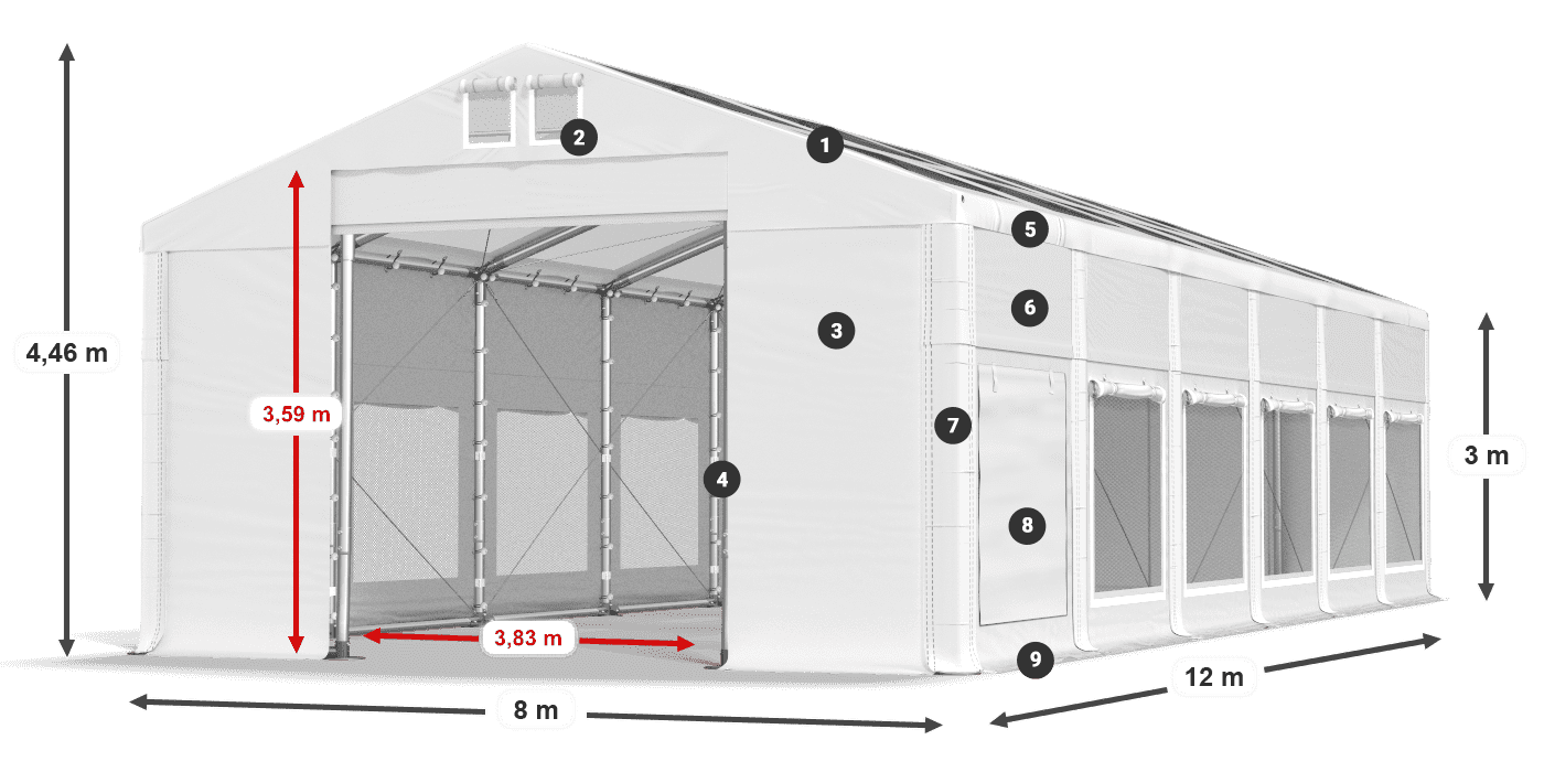 Acoperiș: MS T 580 PVC Pereţi: SD M 500 PVC Legenda 3m