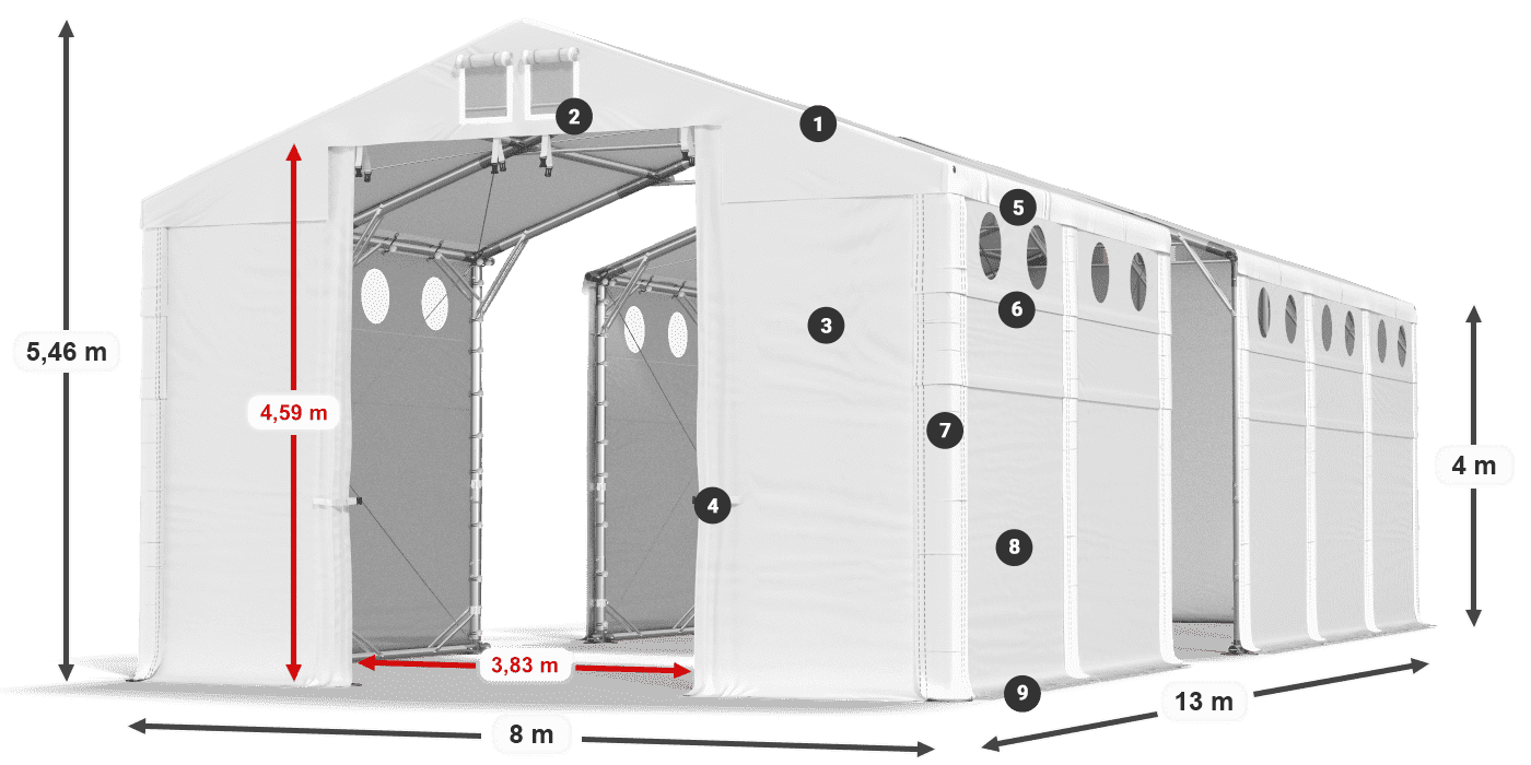 Acoperiș: MS 580 PVC Pereţi: SD O 500 PVC Legenda 4m