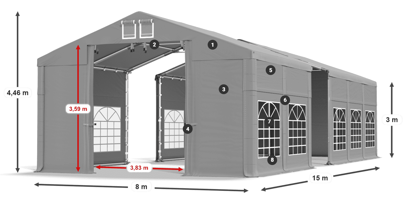 Acoperiș: FR 620 PVC Pereţi: SD 500 PVC Legenda 3m