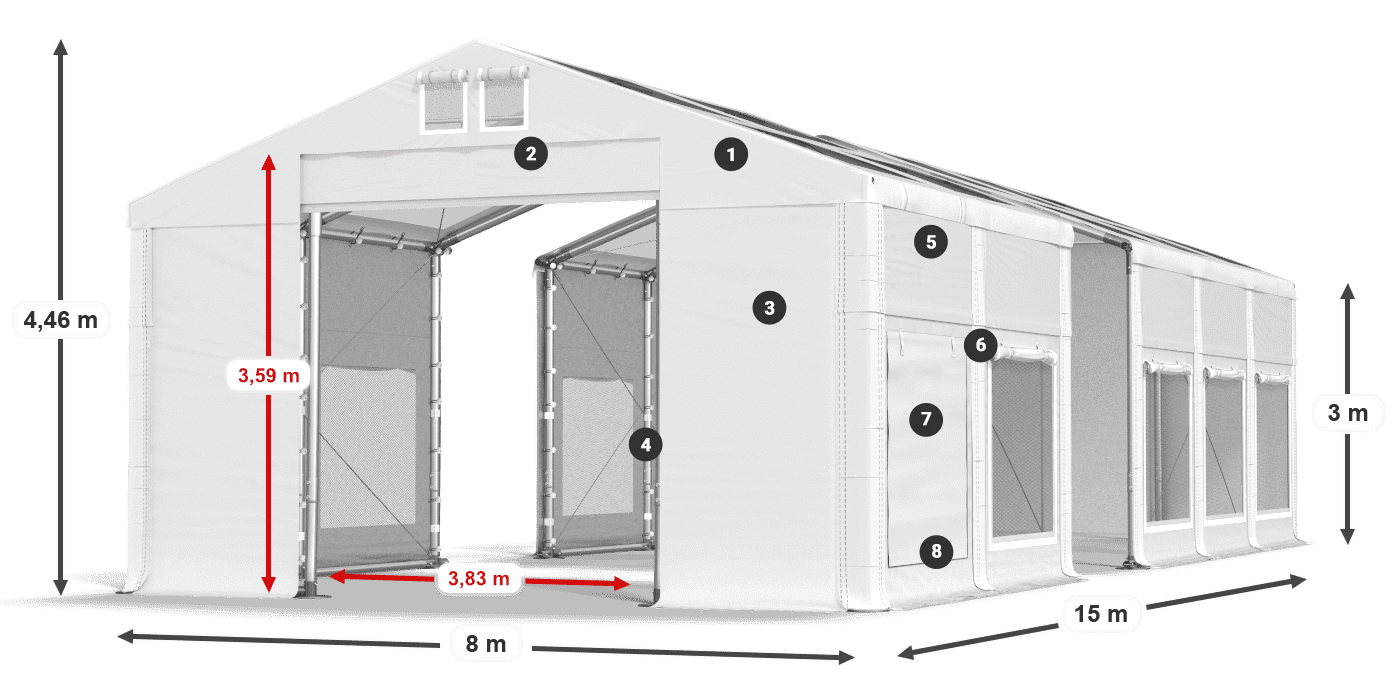 Acoperiș: MS T 580 PVC Pereţi: SD M 500 PVC Legenda 3m