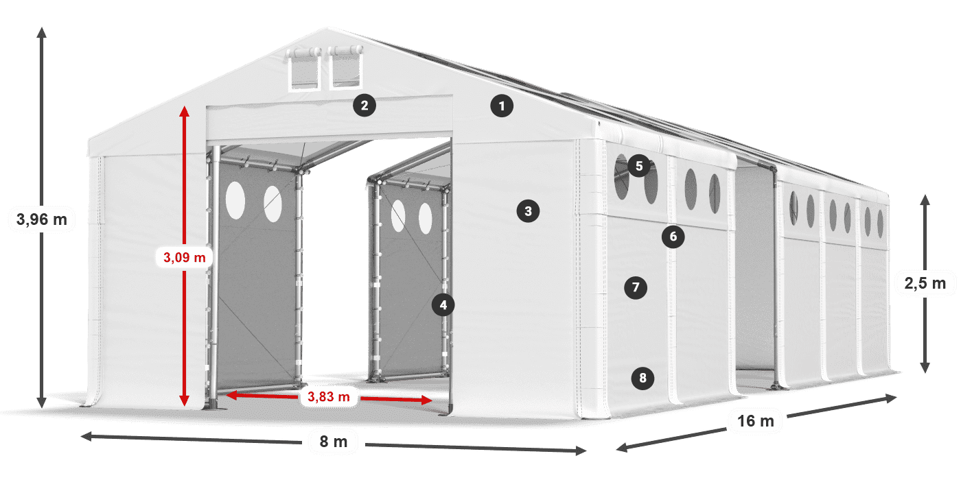 Acoperiș: MS T 580 PVC Pereţi: SD O 500 PVC legenda 2.5m