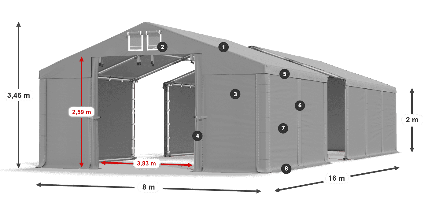Acoperiș: FR 620 PVC Pereţi: SD 580 PVC 2m legenda