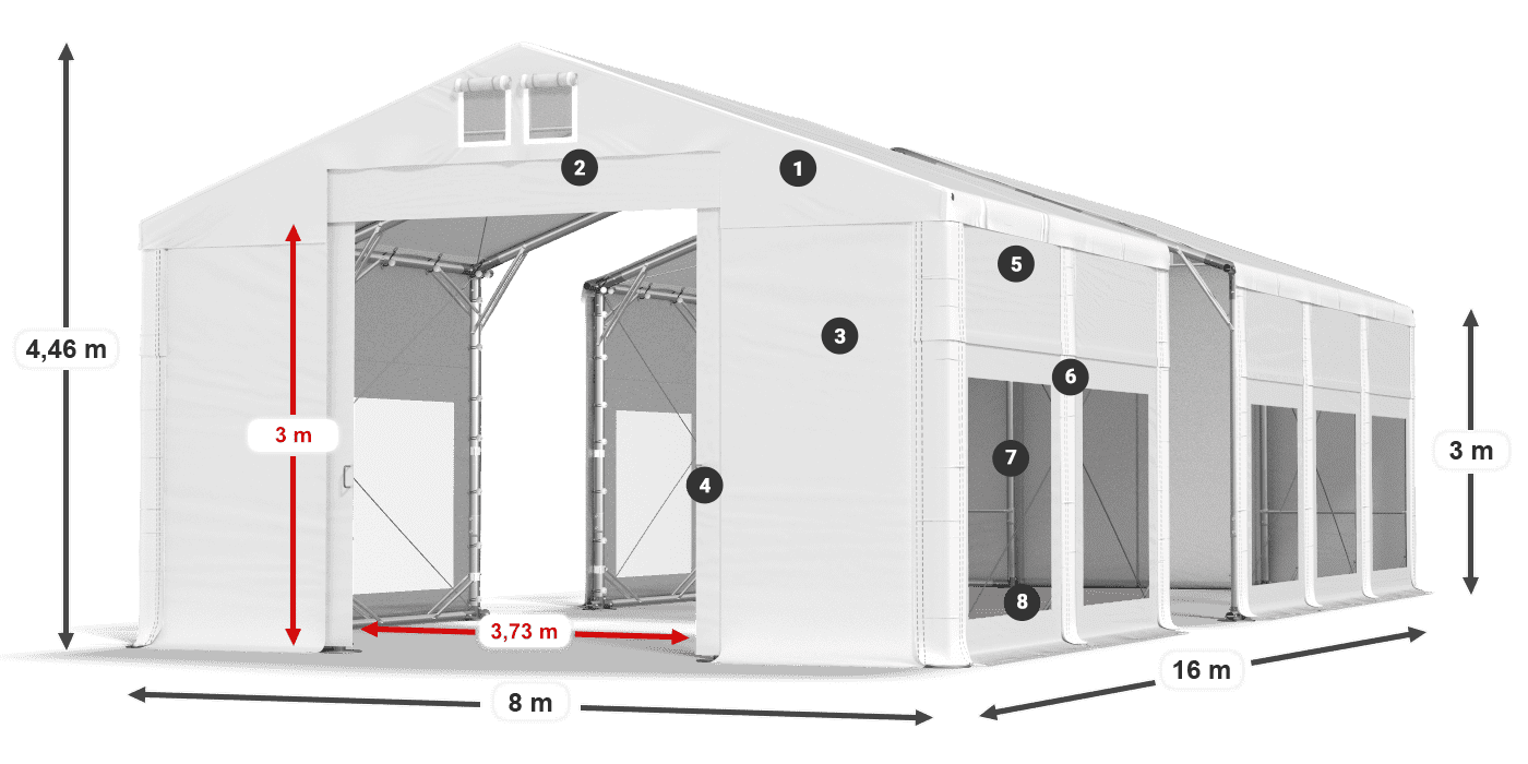 Acoperiș: FR 620 PVC Pereţi: MS 580 PVC Legenda 3m