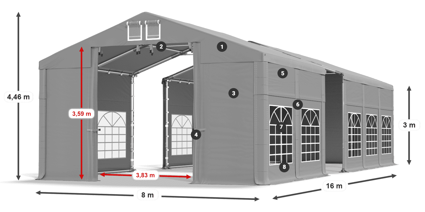 Acoperiș: FR 620 PVC Pereţi: SD 500 PVC Legenda 3m