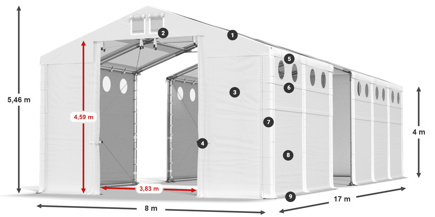 Acoperiș: MS T 580 PVC Pereţi: FR O 620 PVC Legenda 4m