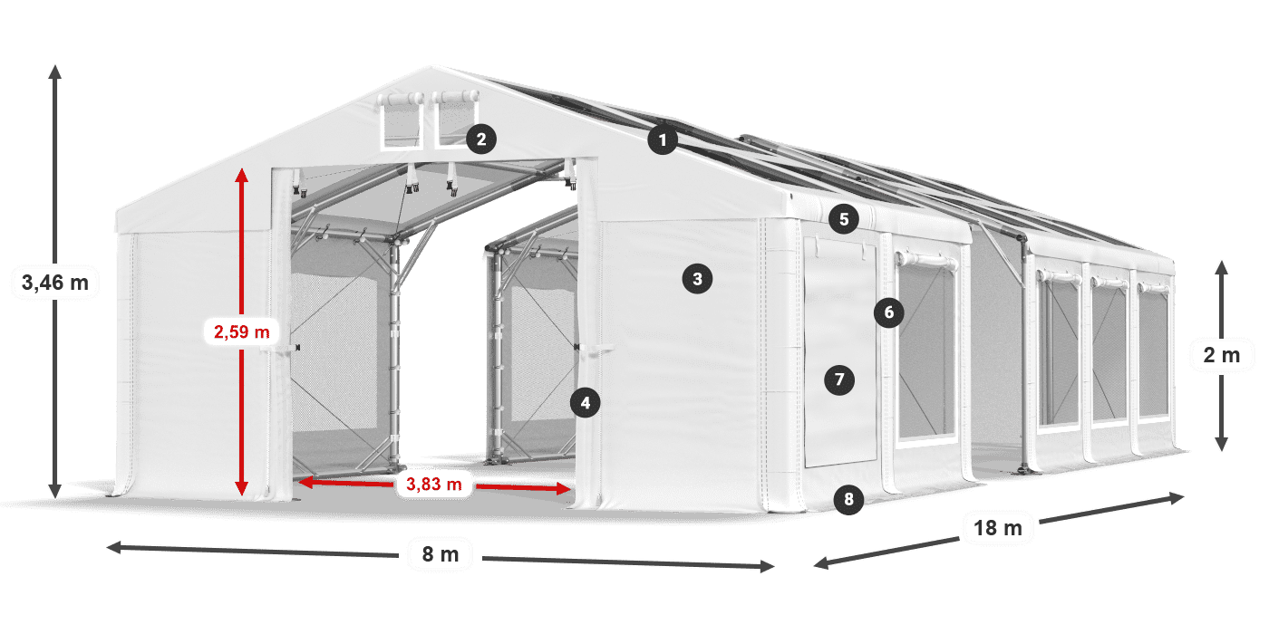 Acoperiș: MS T 580 PVC Pereţi: SDM 500 PVC 2m legenda