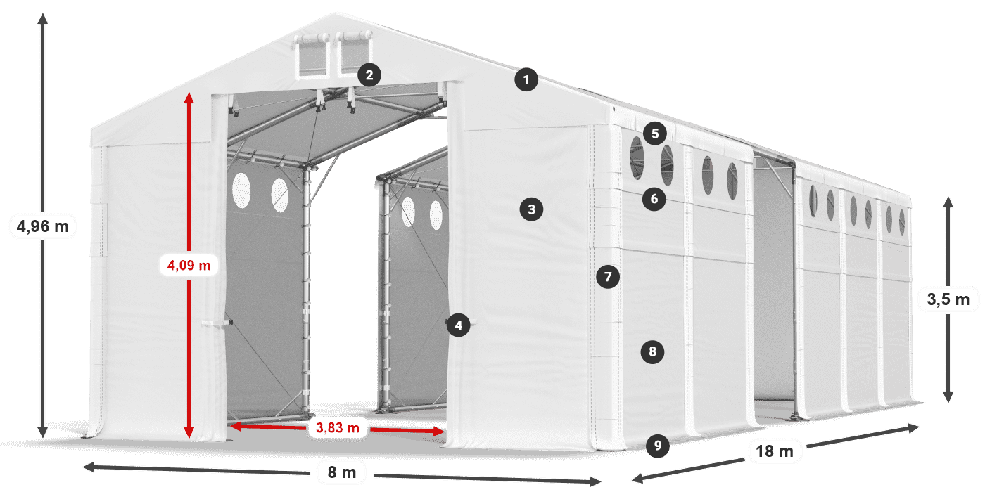 Acoperiș: SD 560 PVC Pereţi: MS O 580 PVC legenda 3.5m