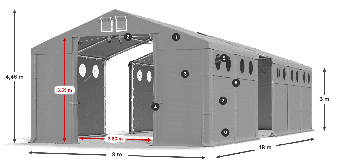 Acoperiș: FR 620 PVC Pereţi: MS O 580 PVC Legenda 3m