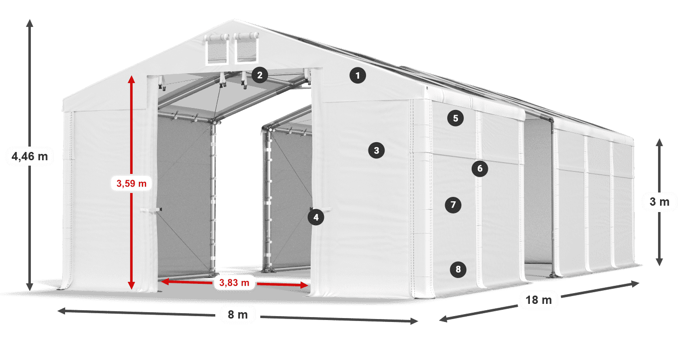 Acoperiș: MS 580 PVC Pereți: FR 620 PVC
