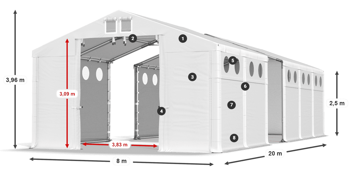 Acoperiș: FR 620 PVC Pereți: SD 500 PVC