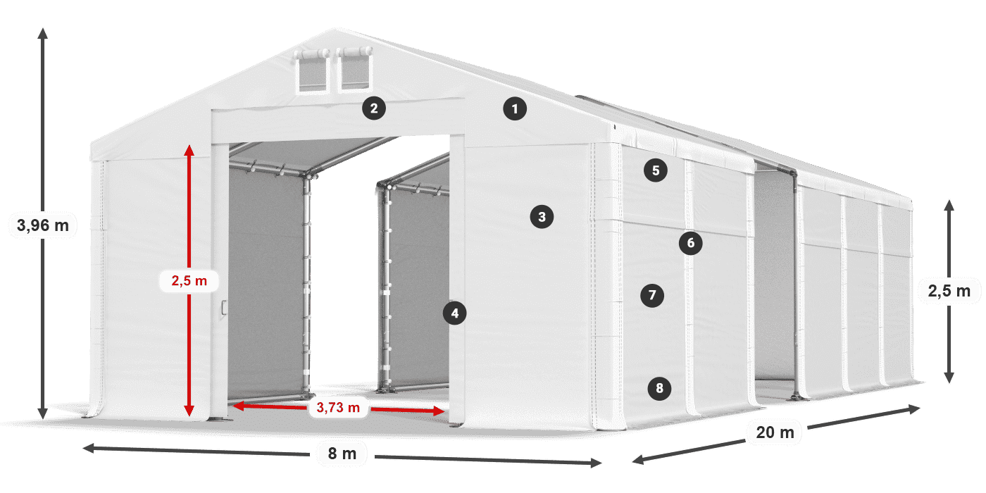 Acoperiș: SD 560 PVC Pereţi: MS 580 PVC legenda 2.5m