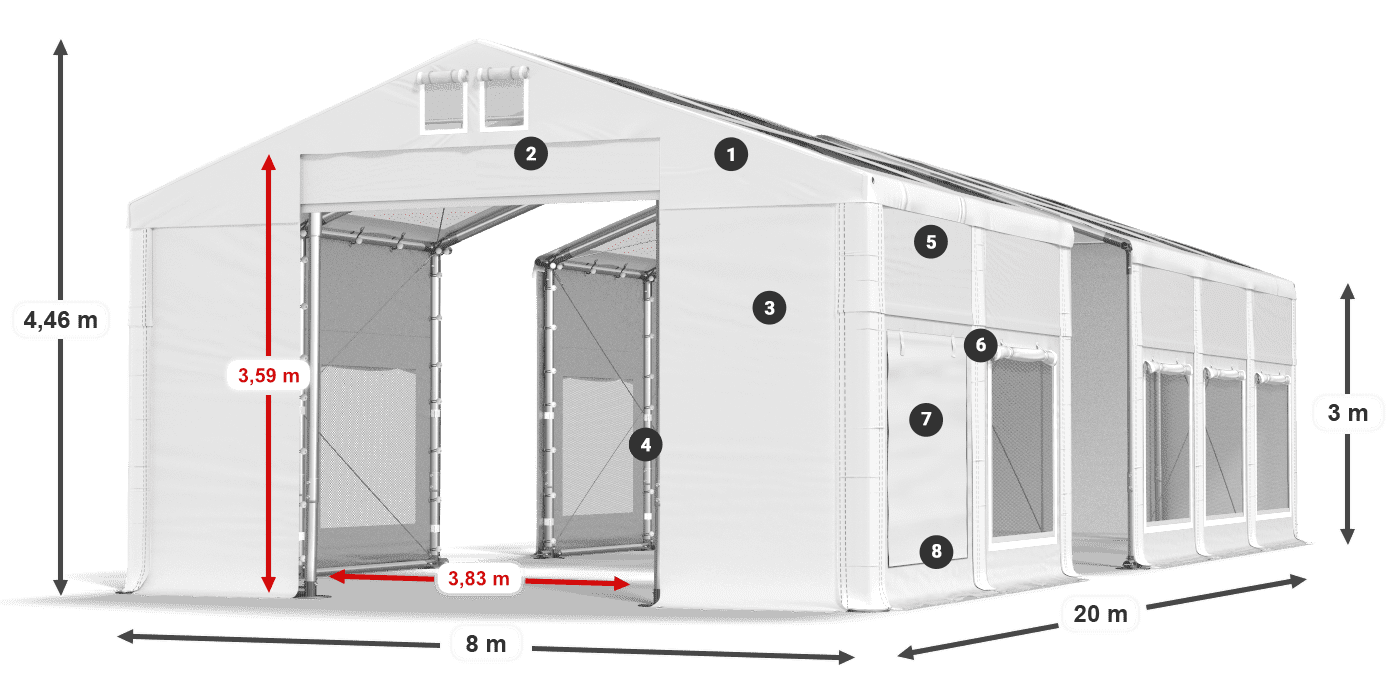 Acoperiș: MS T 580 PVC Pereţi: SD M 500 PVC Legenda 3m