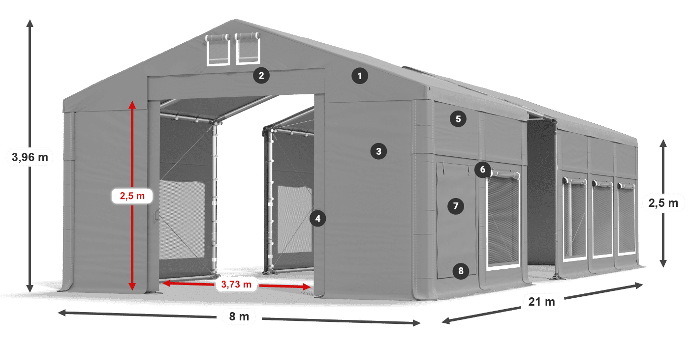 Acoperiș: FR 620 PVC Pereţi: SD 500 PVC legenda 2.5m