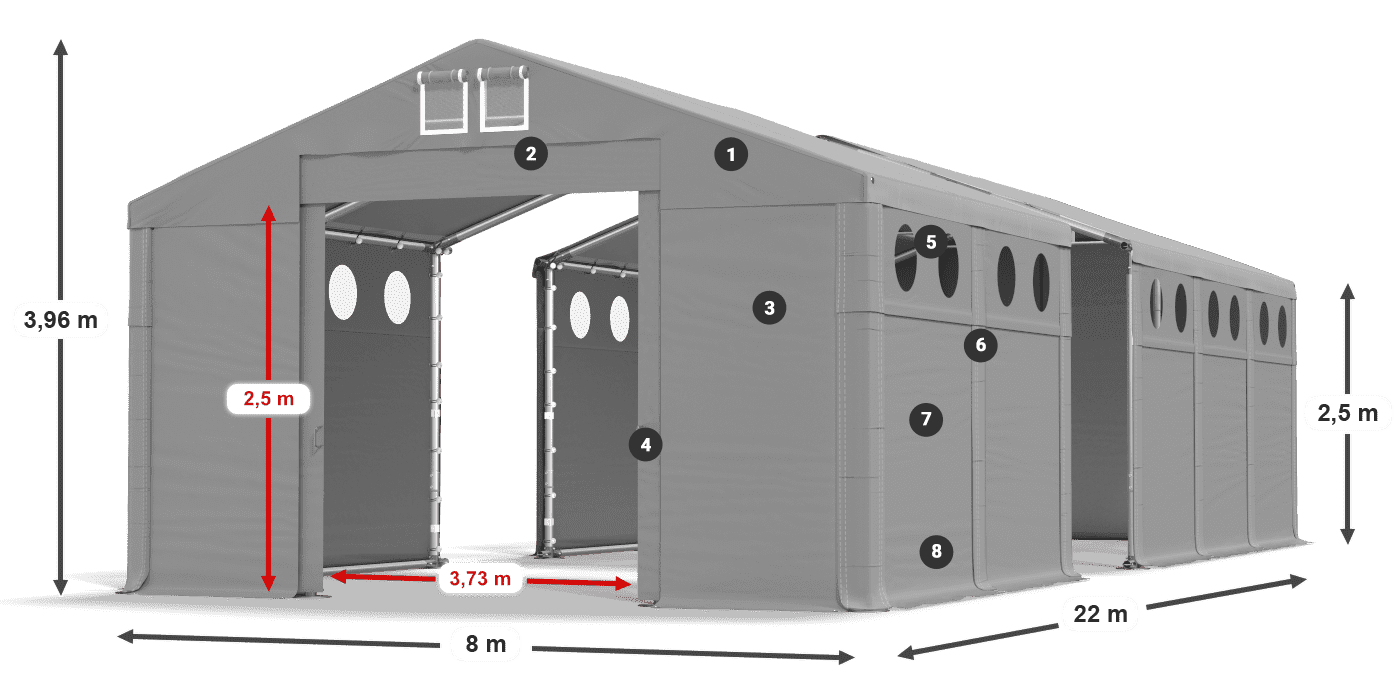 Acoperiș: FR 620 PVC Pereţi: SD O 500 PVC legenda 2.5m