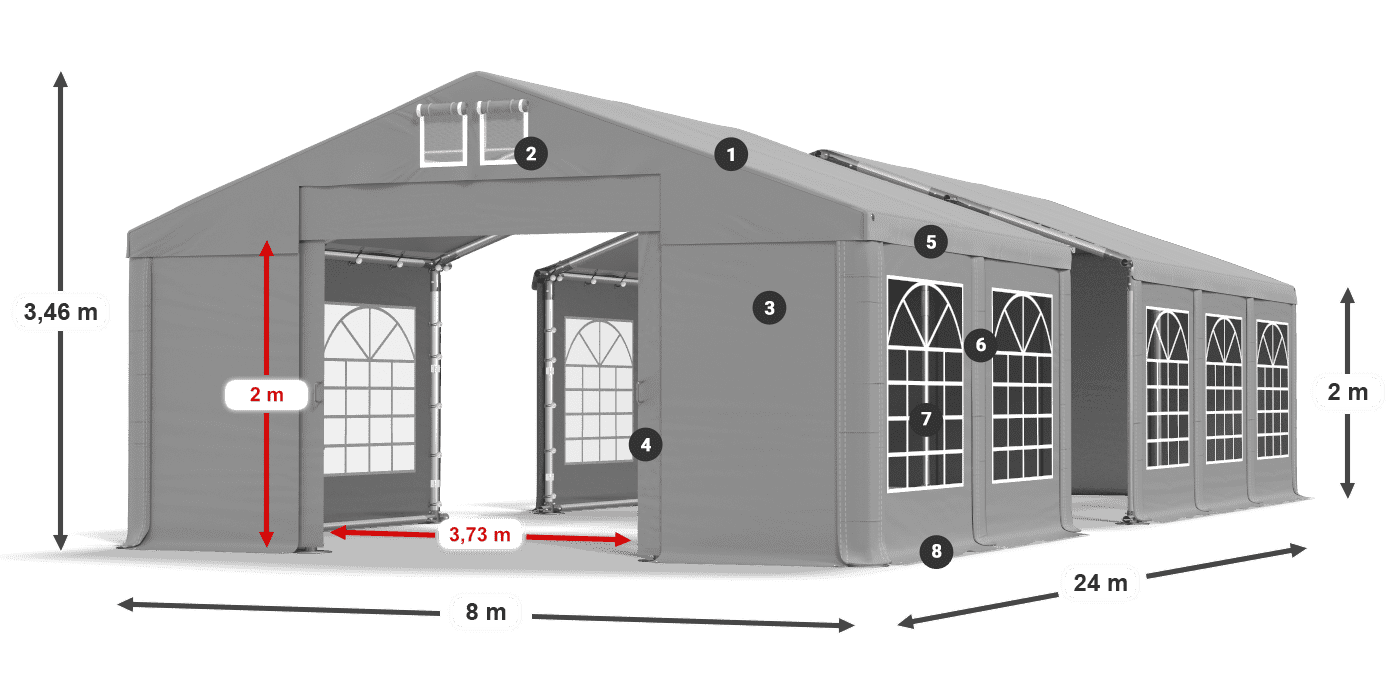 Acoperiș: FR 620 PVC Pereţi: SD 500 PVC 2m legenda