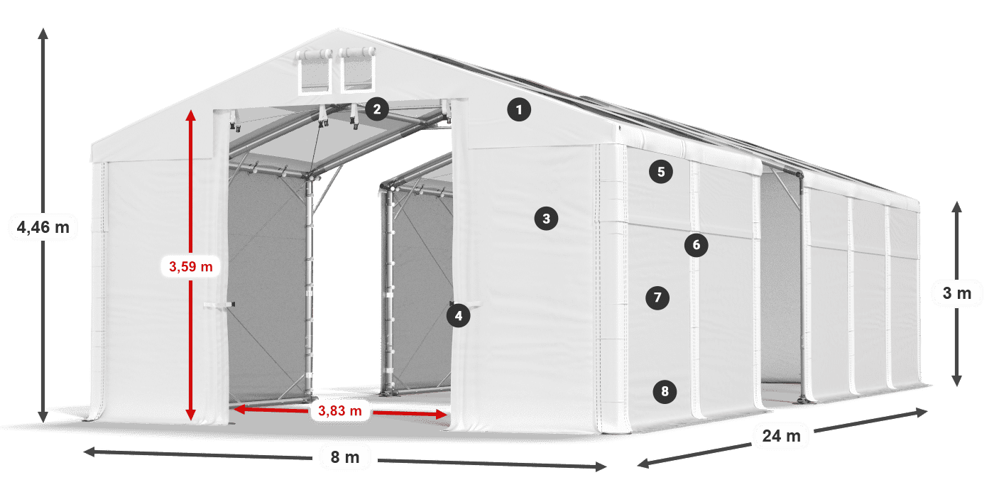 Acoperiș: MS T 580 PVC Pereţi: SD 500 PVC Legenda 3m