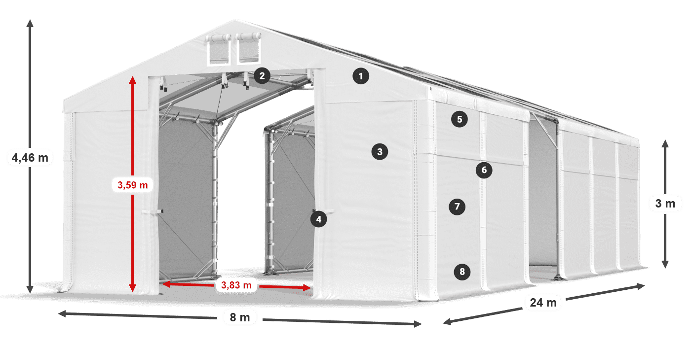 Acoperiș: MS T 580 PVC Pereţi: SD 500 PVC Legenda 3m