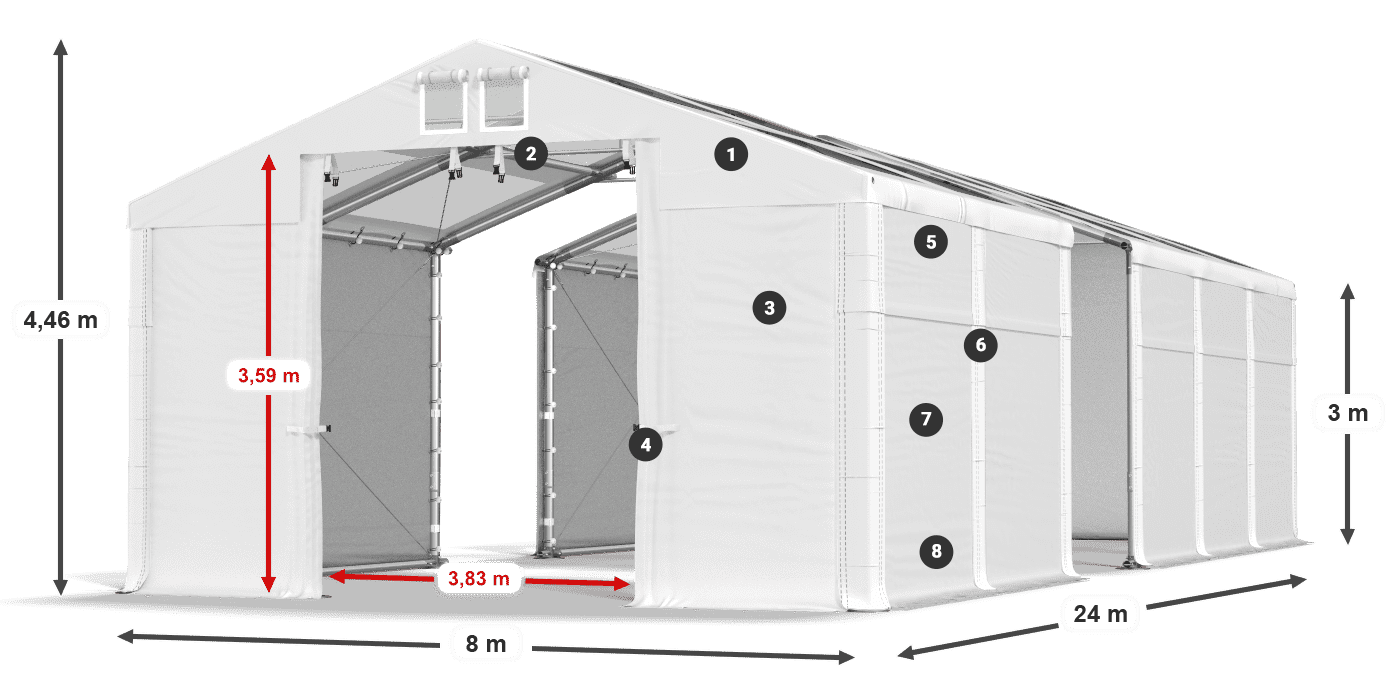 Acoperiș: MS T 580 PVC Pereţi: SD 500 PVC Legenda 3m