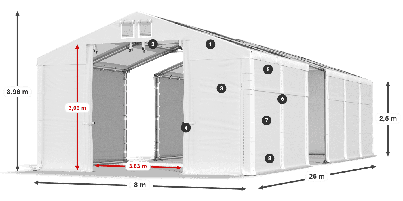 Acoperiș: MS T 580 PVC Pereţi: SD 500 PVC legenda 2.5m