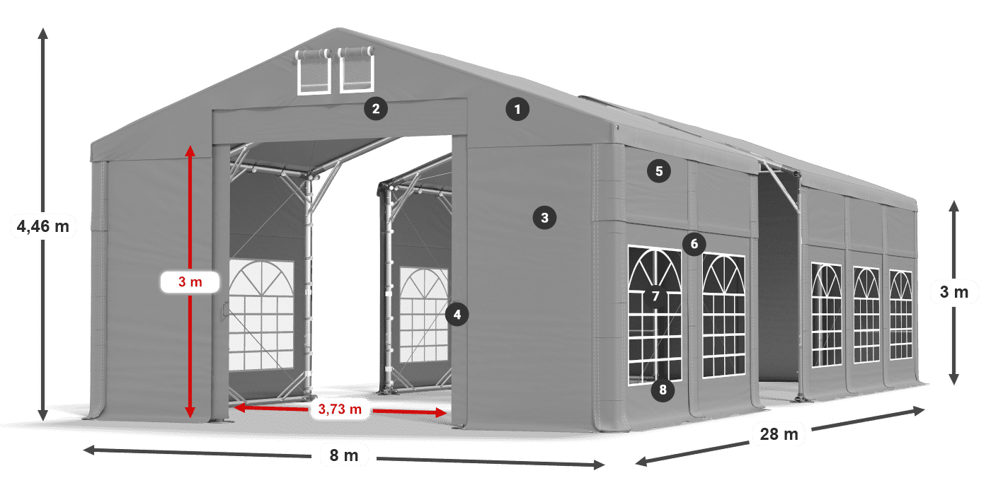Acoperiș: FR 620 PVC Pereţi: SD 500 PVC Legenda 3m