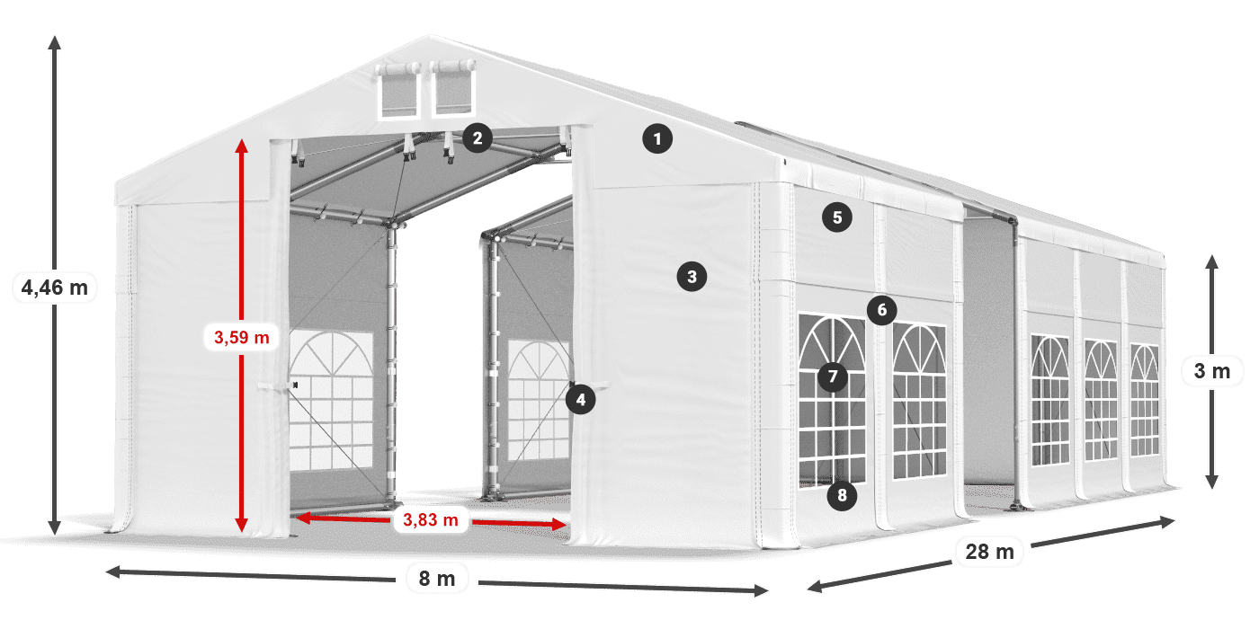 Acoperiș: FR 620 PVC Pereţi: SD 500 PVC Legenda 3m