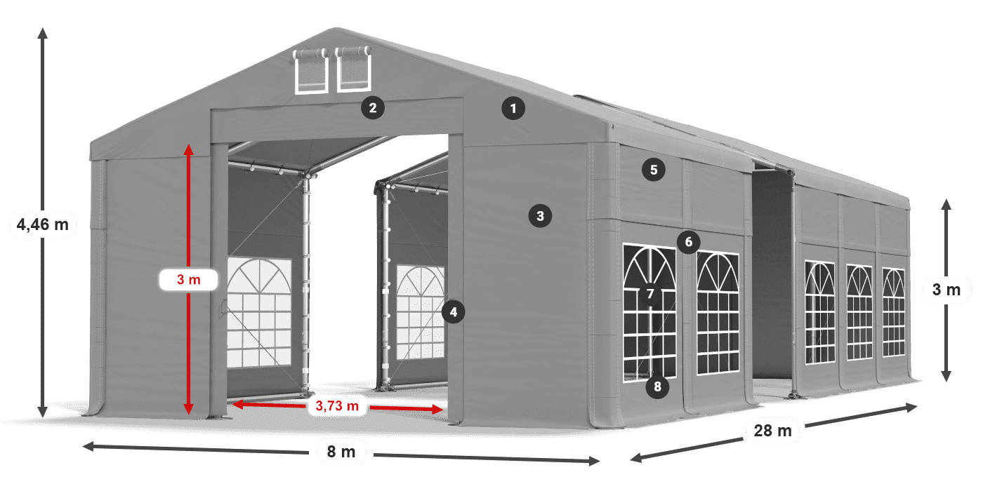 Acoperiș: FR 620 PVC Pereţi: SD 500 PVC Legenda 3m