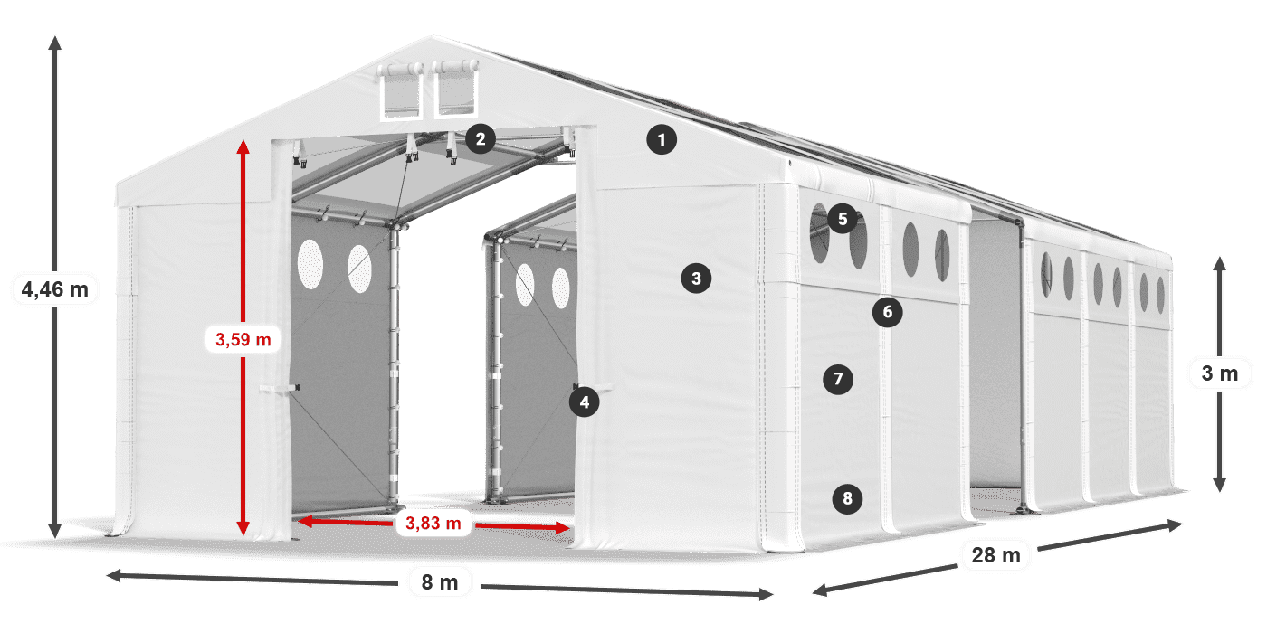 Acoperiș: MS 580 PVC Pereți: FR 620 PVC