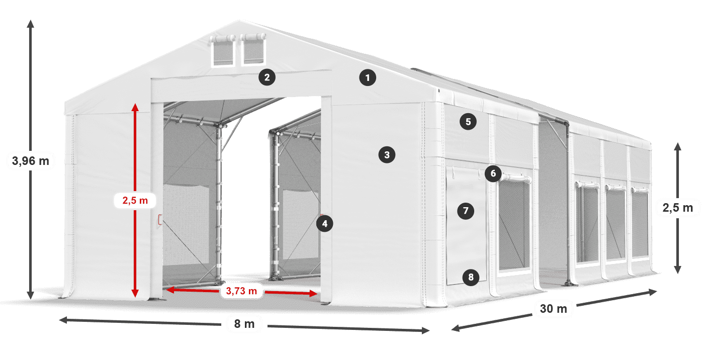 Acoperiș: FR 620 PVC Pereţi: SD 500 PVC legenda 2.5m