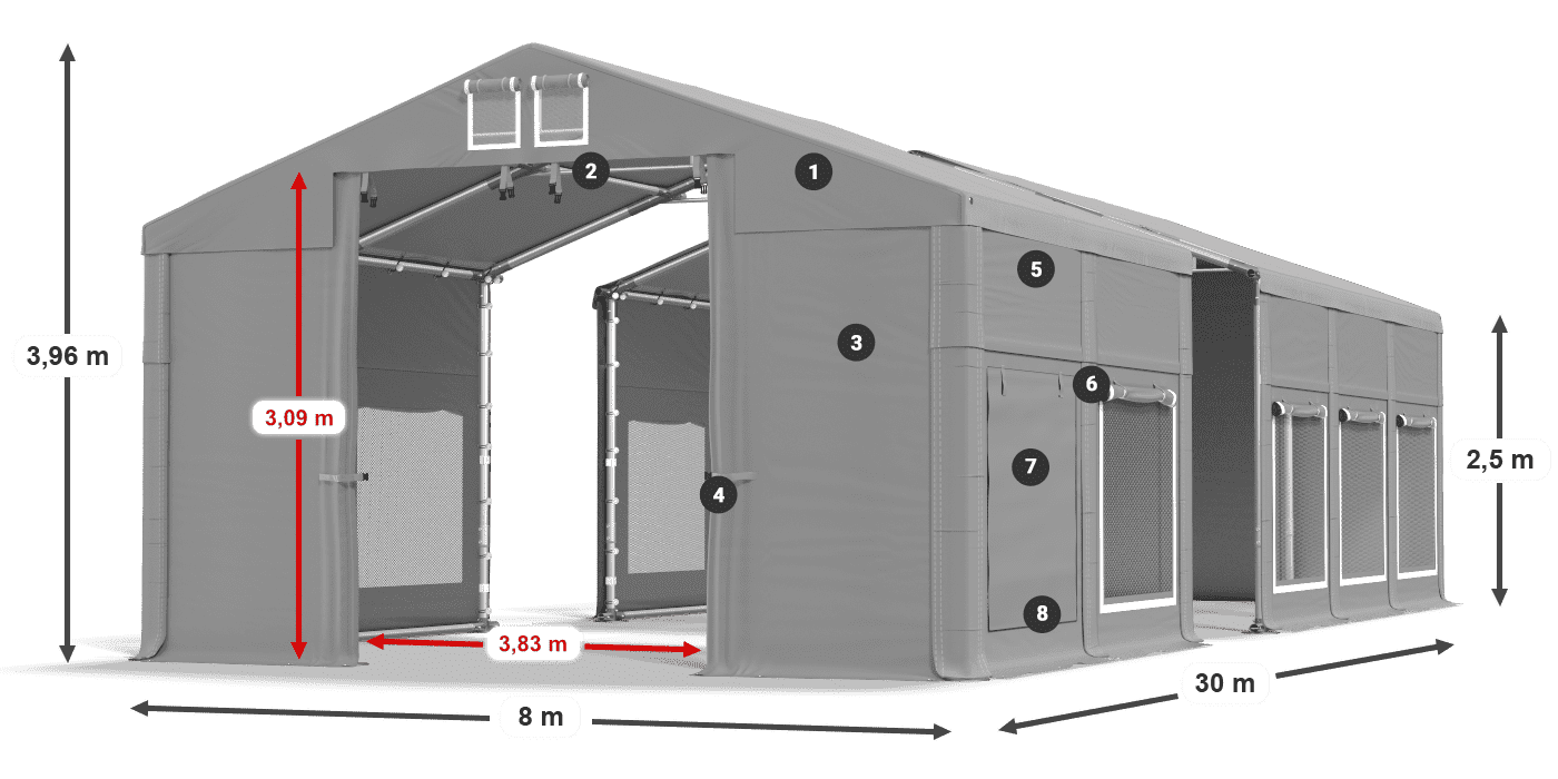 Acoperiș: MS 580 PVC Pereţi: SD M 500 PVC legenda 2.5m