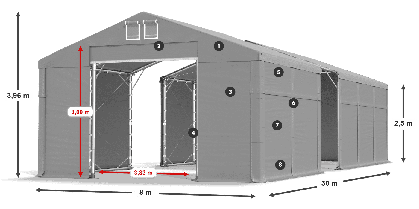 Acoperiș: SD 560 PVC Pereţi: MS 580 PVC legenda 2.5m