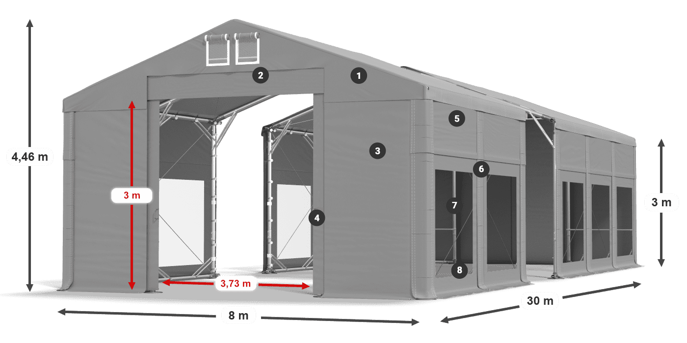 Acoperiș: MS 580 PVC Pereţi: MS 580 PVC Legenda 3m