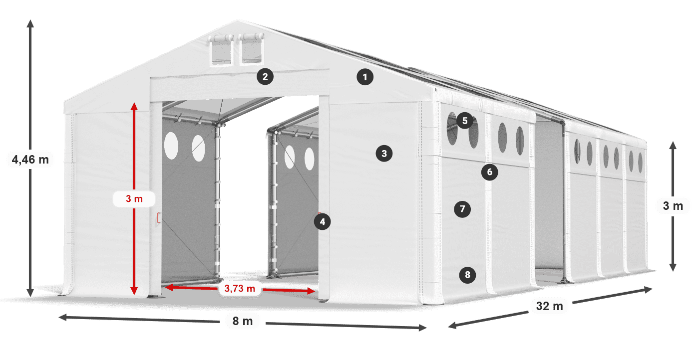 Acoperiș: MS T 580 PVC Pereţi: MS O 580 PVC Legenda 3m