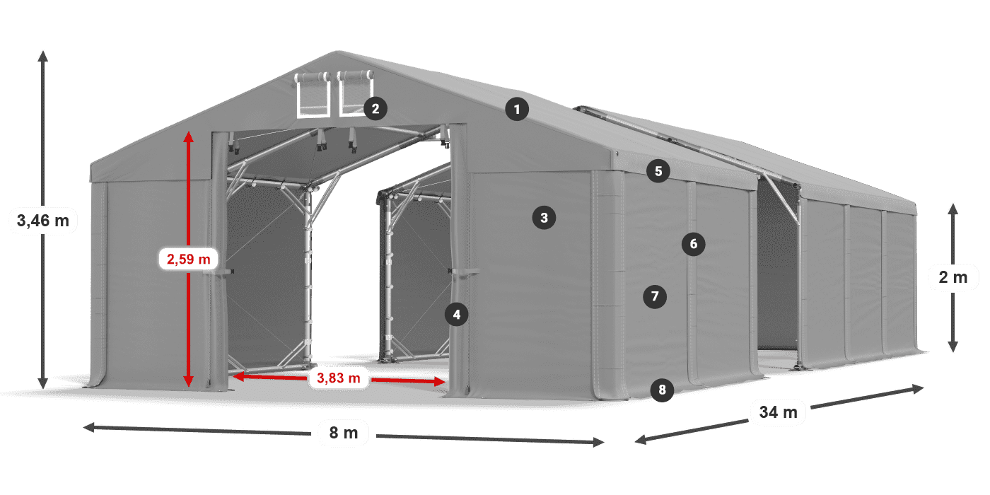 Acoperiș: SD 560 PVC Pereţi: MS 580 PVC legenda 2m