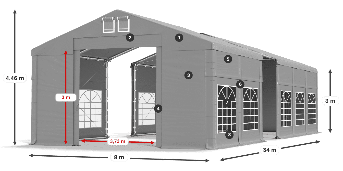 Acoperiș: FR 620 PVC Pereţi: SD 500 PVC Legenda 3m