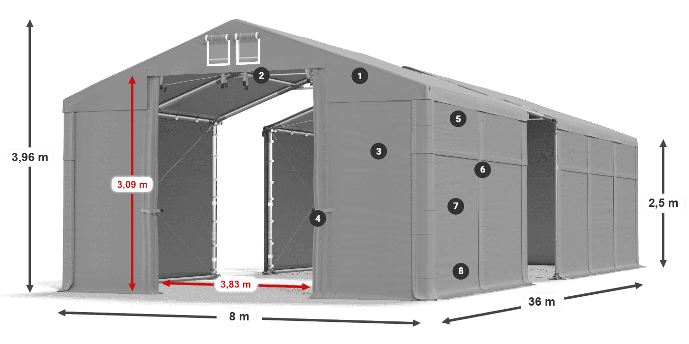 Acoperiș: SD 560 PVC Pereţi: MS 580 PVC legenda 2.5m