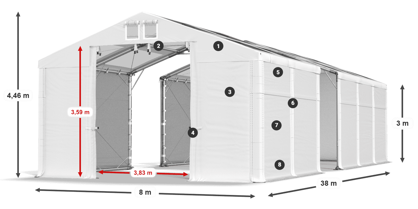 Acoperiș: MS T 580 PVC Pereţi: FR 620 PVC Legenda 3m