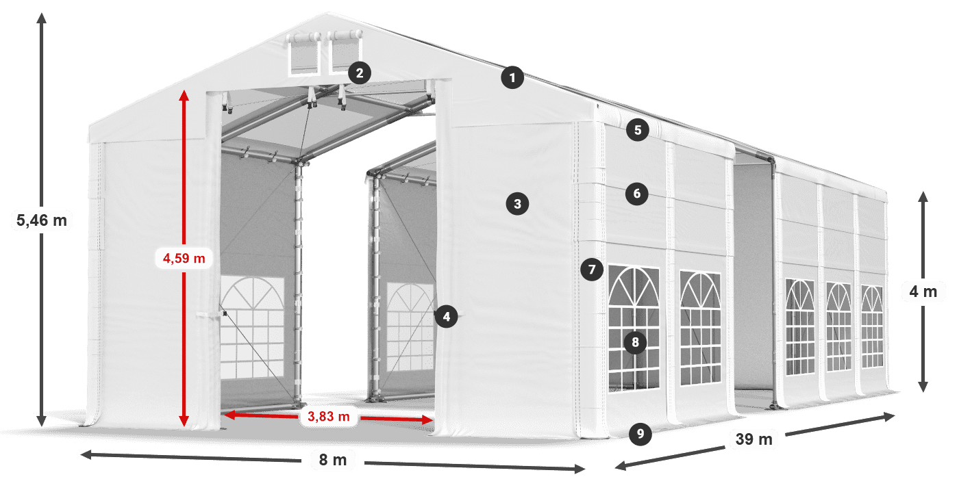 Acoperiș: MS T 580 PVC Pereţi: SD 500 I PVC Legenda 4m