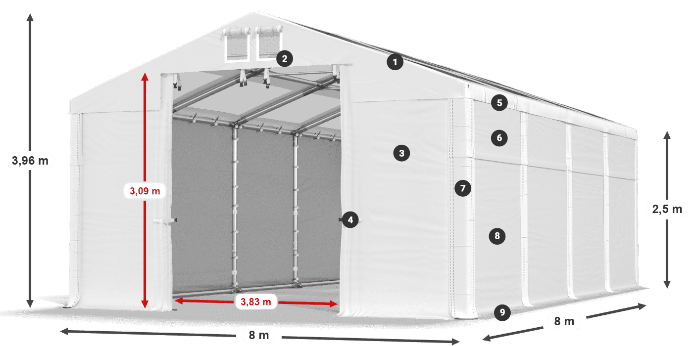 Acoperiș: MS 580 PVC Pereți: FR 620 PVC