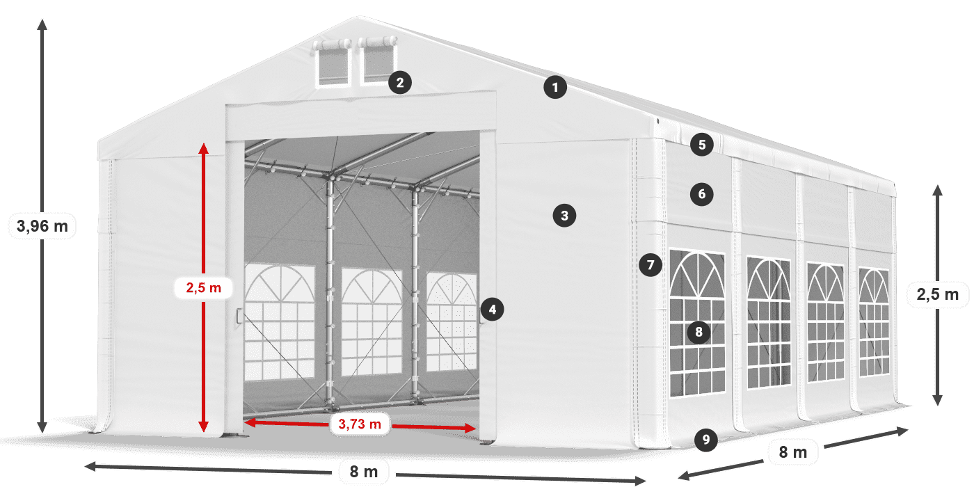 Acoperiș: SD 560 PVC Pereţi: FR 620 PVC legenda 2.5m