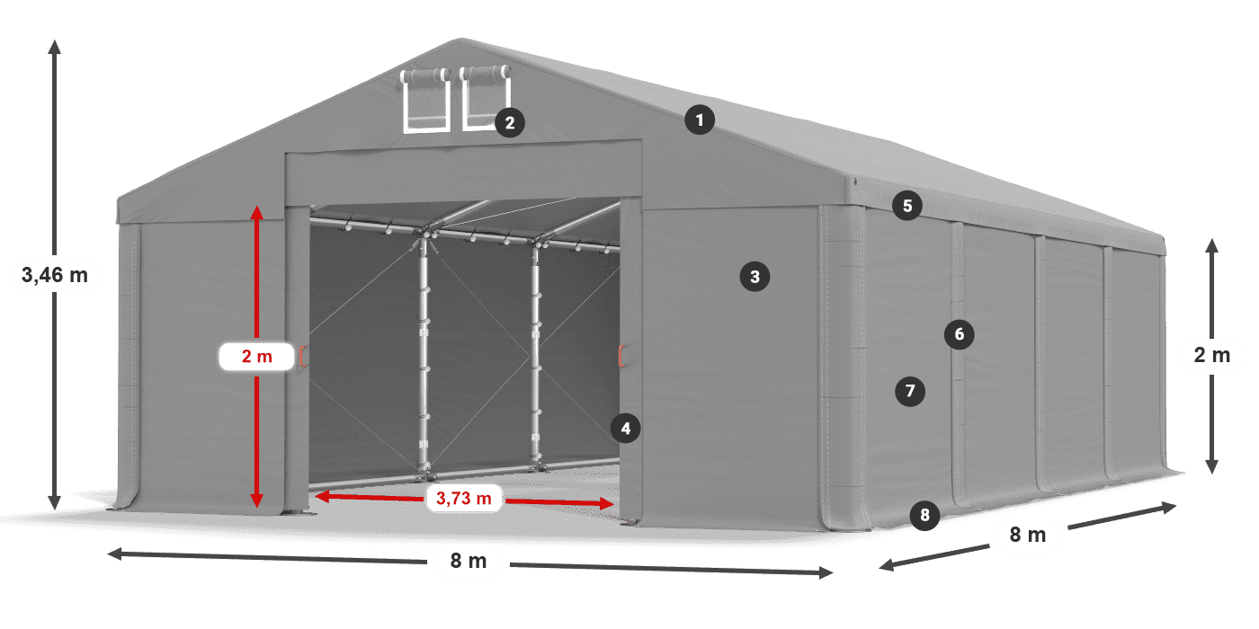 Acoperiș: SD 560 PVC Pereţi: FR 620 PVC legenda 2m