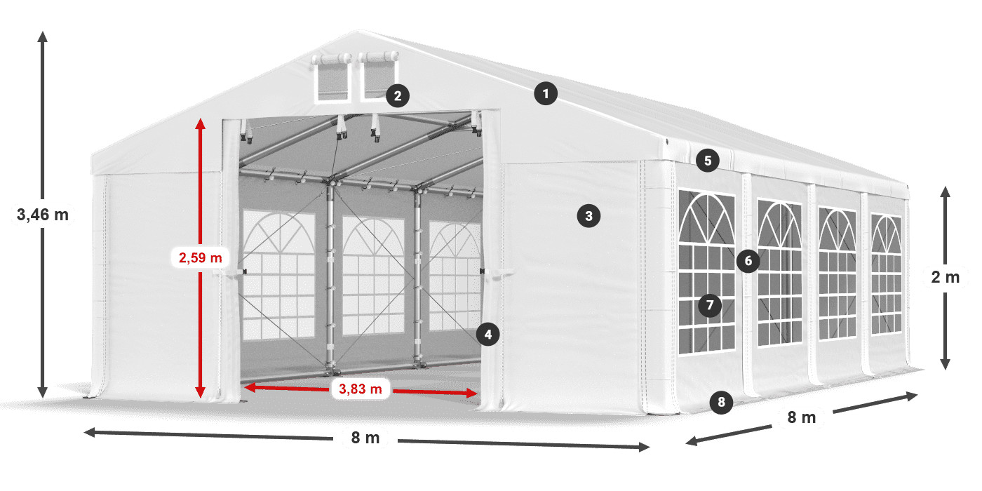 Acoperiș: SD 560 PVC Pereţi: FR 620 PVC legenda 2m