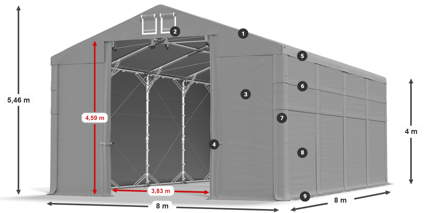 Acoperiș: SD 560 PVC Pereţi: MS 580 PVC legenda 4m