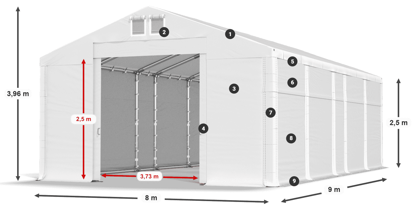 Acoperiș: FR 620 PVC Pereţi: MS 580 PVC legenda 2.5m