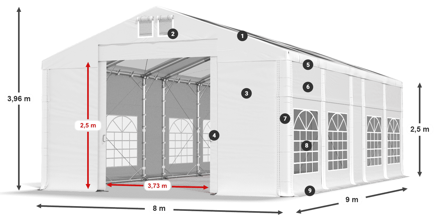 Acoperiș: MS 580 PVC Pereţi: SD 500 PVC legenda 2.5m
