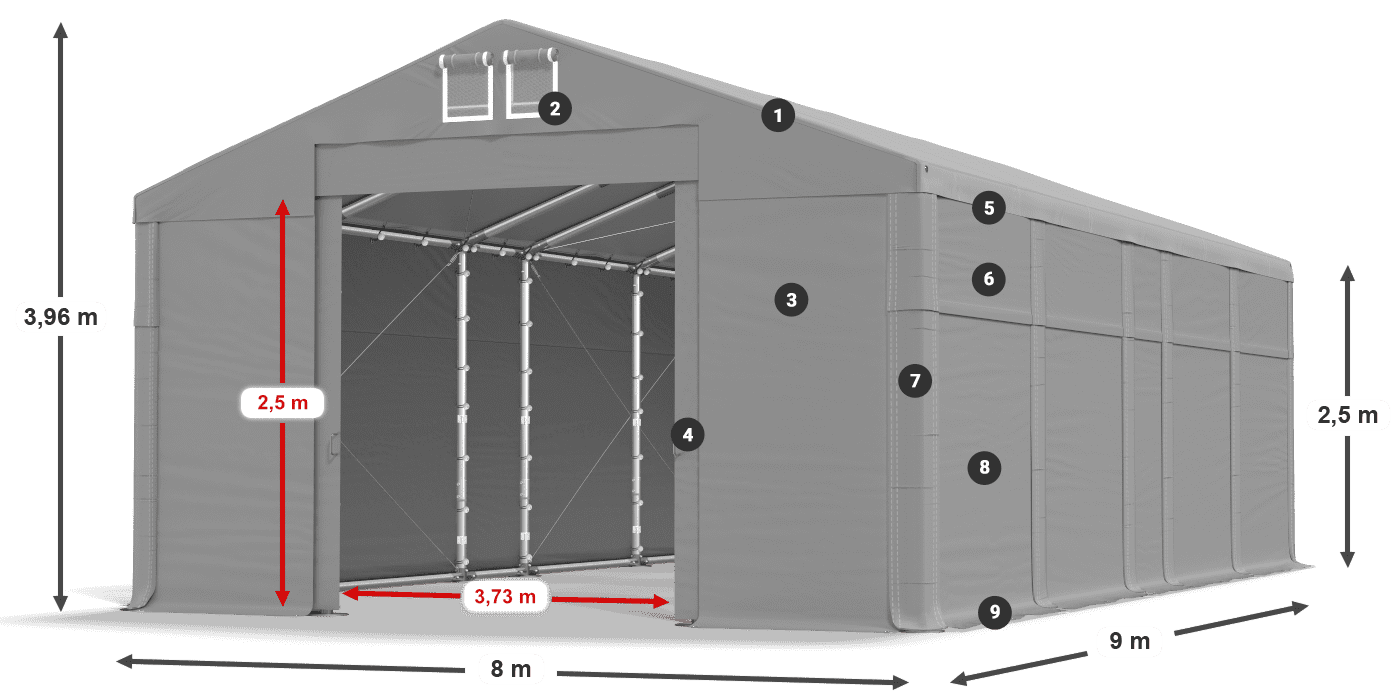 Acoperiș: MS 580 PVC Pereţi: SD 500 PVC legenda 2.5m